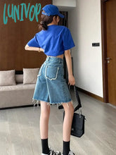 Lunivop Denim Shorts Women’s Five Points High Waist Loose Design Small Trend Ins Summer Thin